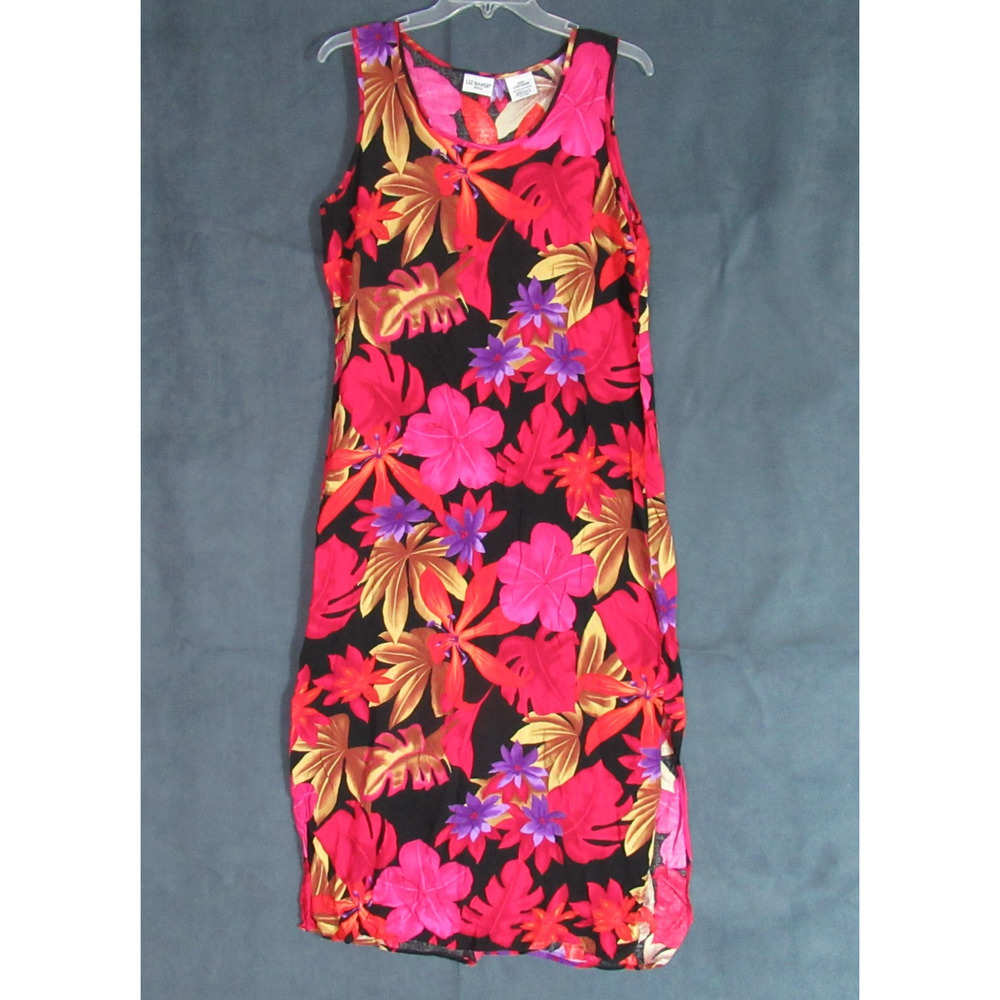 Vintage Liz Baker Dress Womens Size LP Floral Tropical Resort Shift Casual Beach